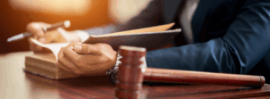 male lawyer reading court case