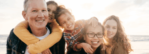 blended family on vacation
