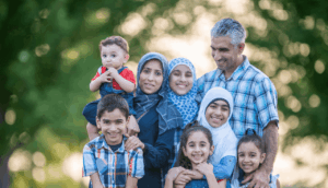 large Muslim family
